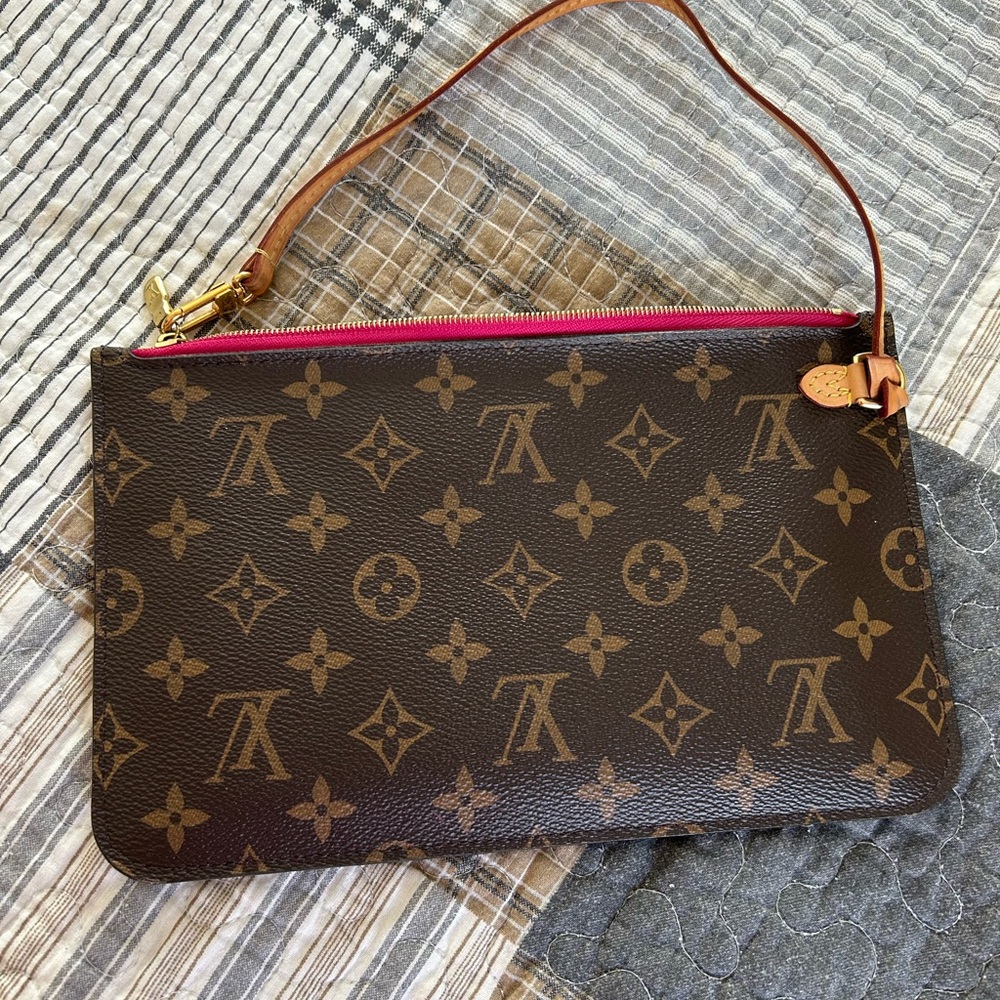Louis Vuitton Monogram Clutch with Pink Accent